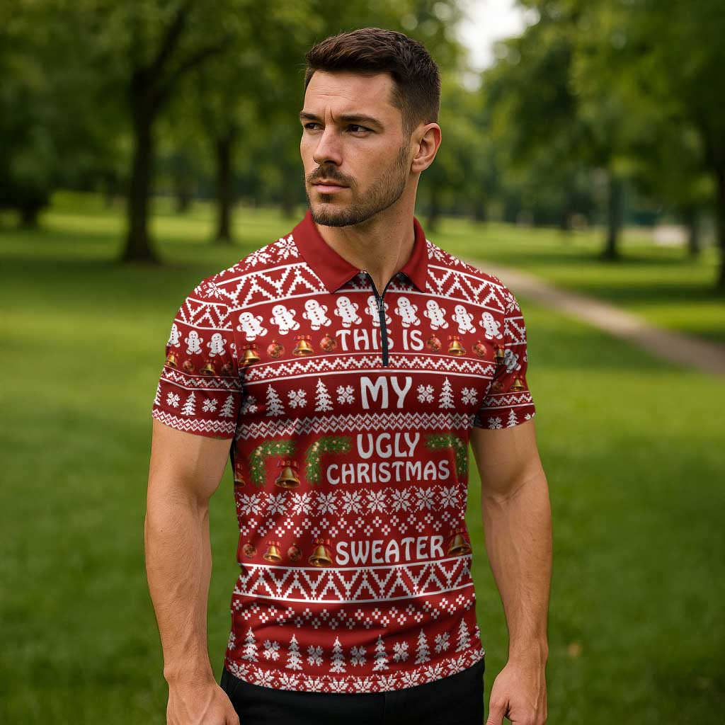This Is My Christmas Zipper Polo Shirt Xmas Holiday Patterns - Wonder Print Shop