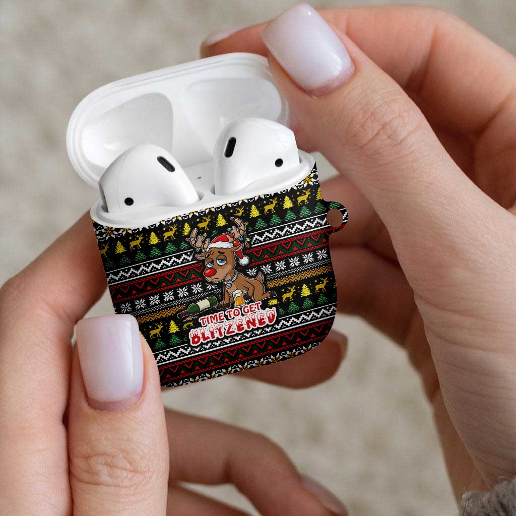 Time To Get Blitzened Christmas AirPods Case Xmas Holiday Patterns - Wonder Print Shop