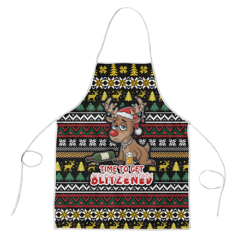 Time To Get Blitzened Christmas Apron Xmas Holiday Patterns - Wonder Print Shop