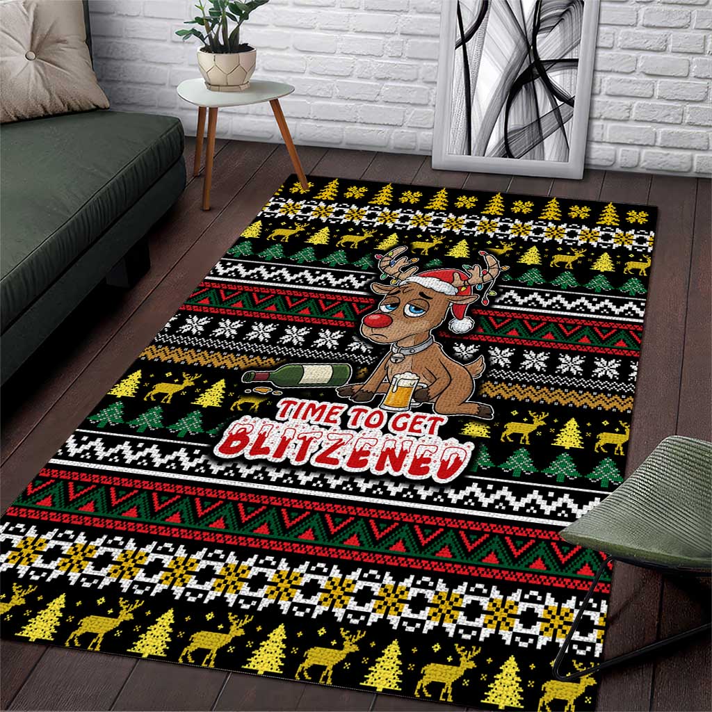 Time To Get Blitzened Christmas Area Rug Xmas Holiday Patterns - Wonder Print Shop