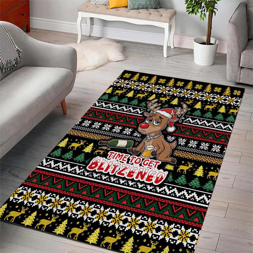 Time To Get Blitzened Christmas Area Rug Xmas Holiday Patterns - Wonder Print Shop