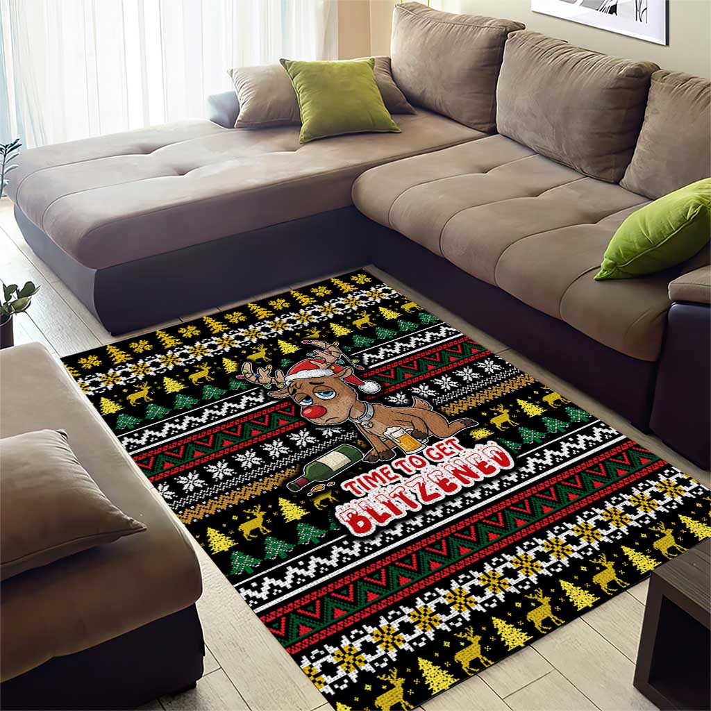 Time To Get Blitzened Christmas Area Rug Xmas Holiday Patterns - Wonder Print Shop