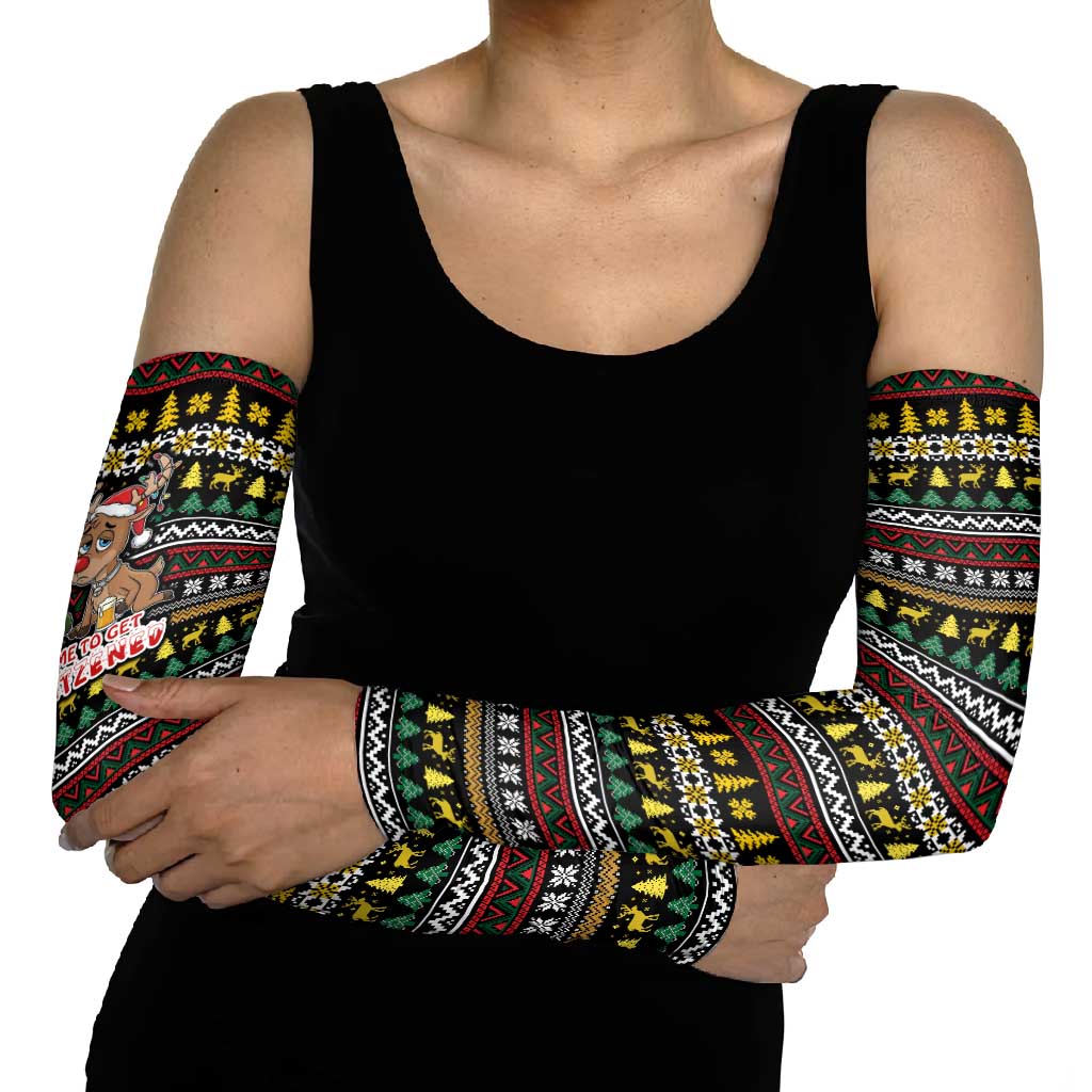 Time To Get Blitzened Christmas Arm Sleeves Xmas Holiday Patterns - Wonder Print Shop