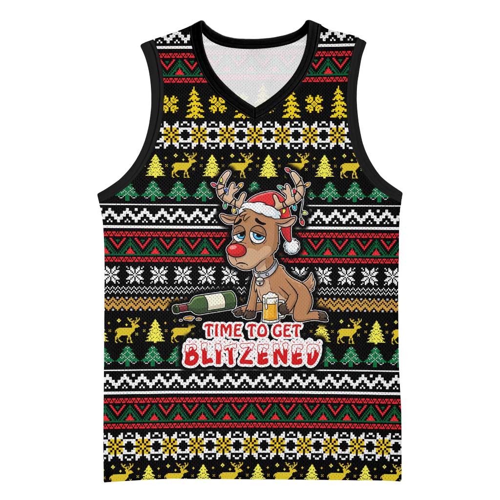 Time To Get Blitzened Christmas Basketball Jersey Xmas Holiday Patterns - Wonder Print Shop