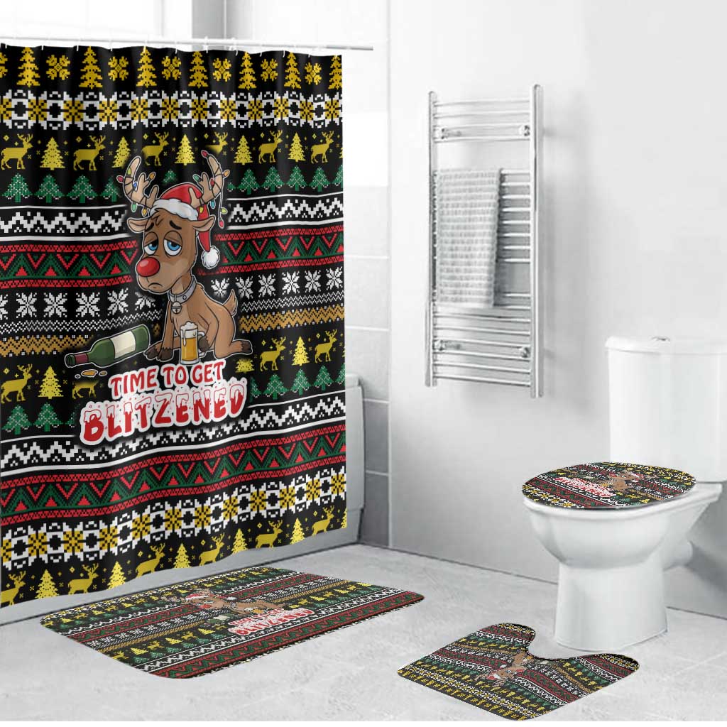 Time To Get Blitzened Christmas Bathroom Set Xmas Holiday Patterns - Wonder Print Shop
