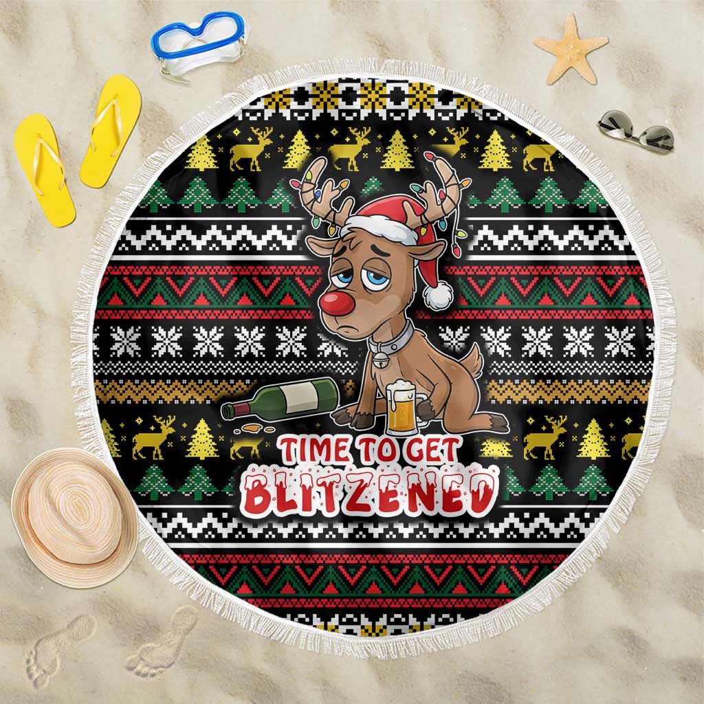 Time To Get Blitzened Christmas Beach Blanket Xmas Holiday Patterns - Wonder Print Shop