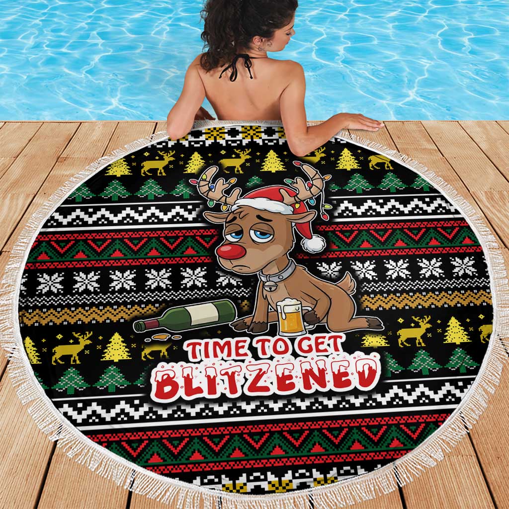 Time To Get Blitzened Christmas Beach Blanket Xmas Holiday Patterns - Wonder Print Shop