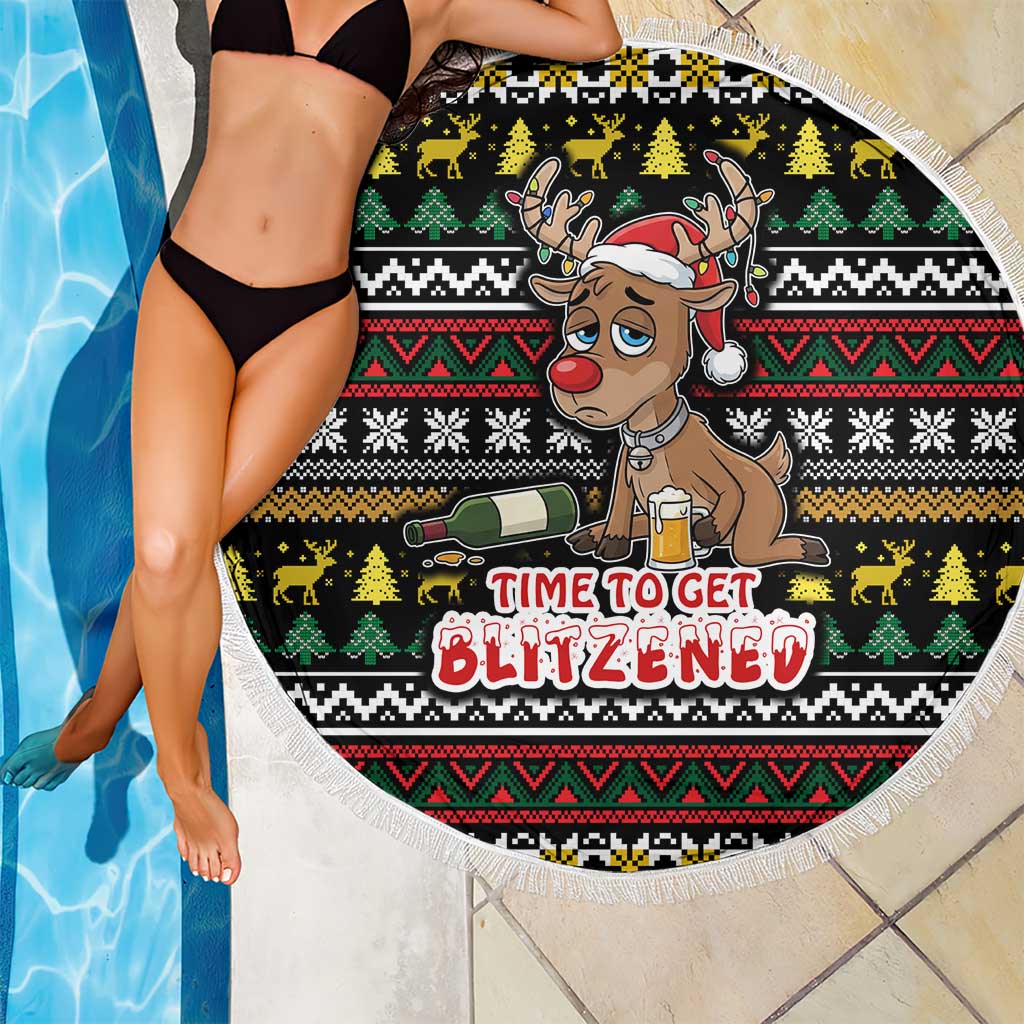 Time To Get Blitzened Christmas Beach Blanket Xmas Holiday Patterns - Wonder Print Shop