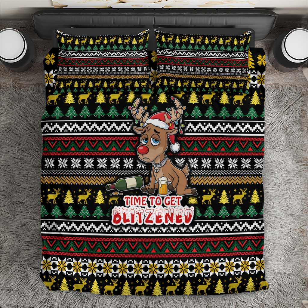 Time To Get Blitzened Christmas Bedding Set Xmas Holiday Patterns - Wonder Print Shop
