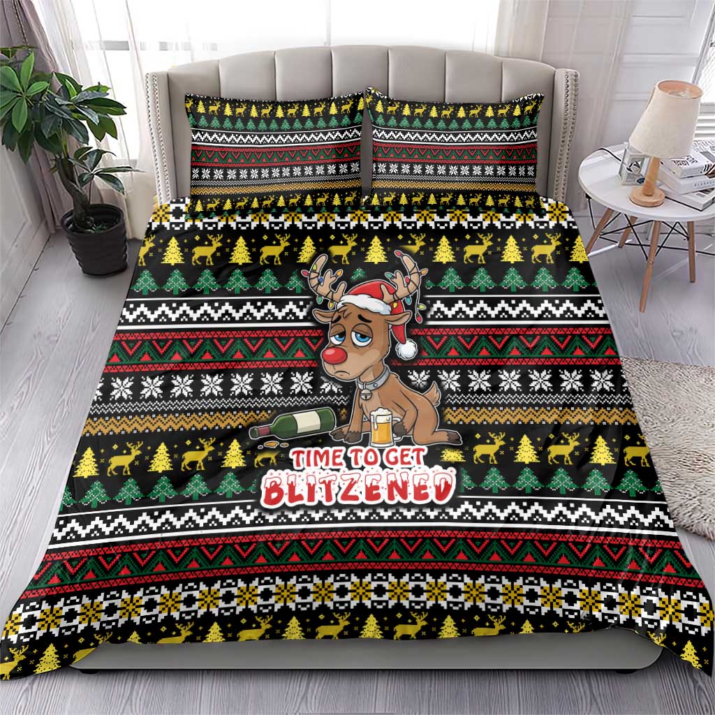 Time To Get Blitzened Christmas Bedding Set Xmas Holiday Patterns - Wonder Print Shop