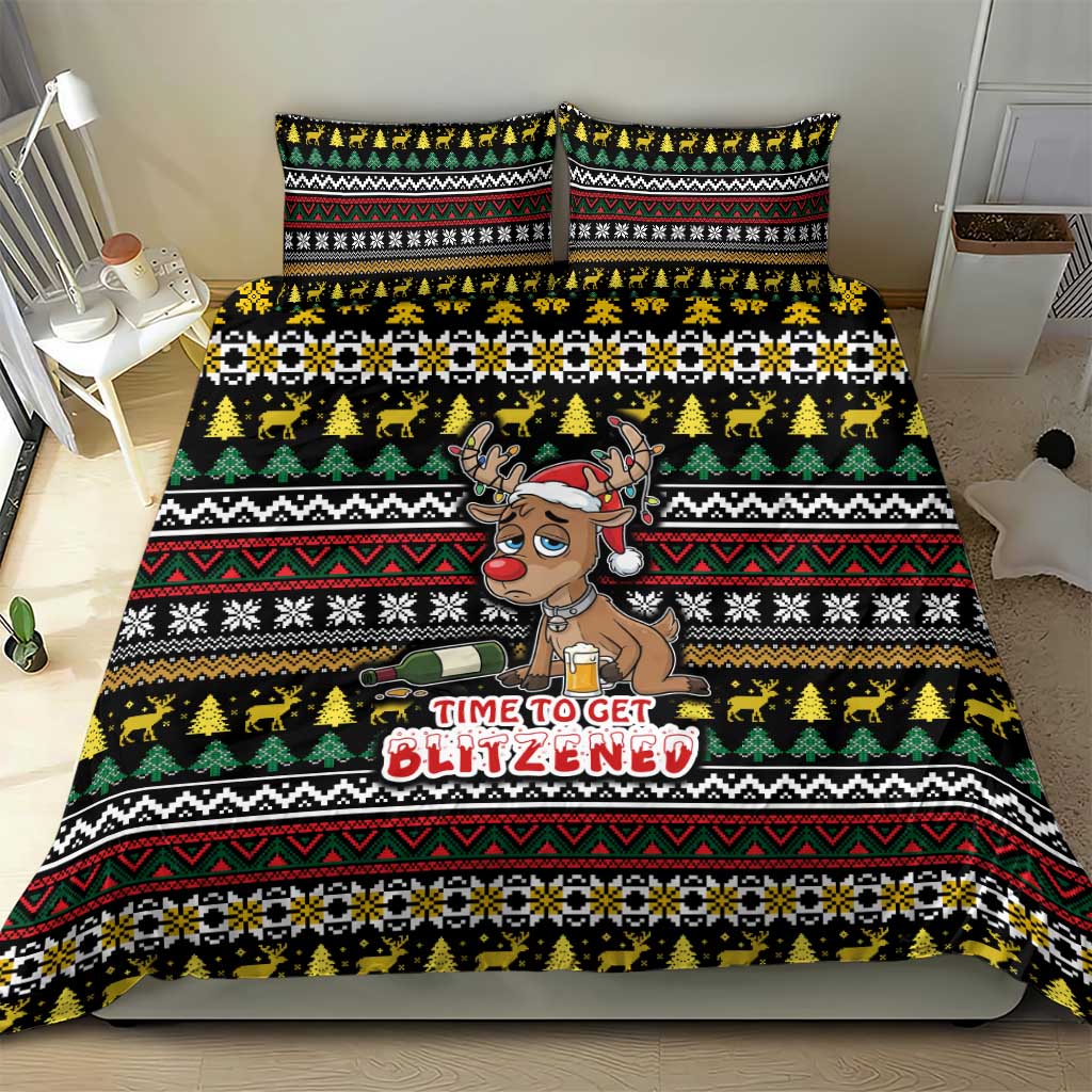 Time To Get Blitzened Christmas Bedding Set Xmas Holiday Patterns - Wonder Print Shop