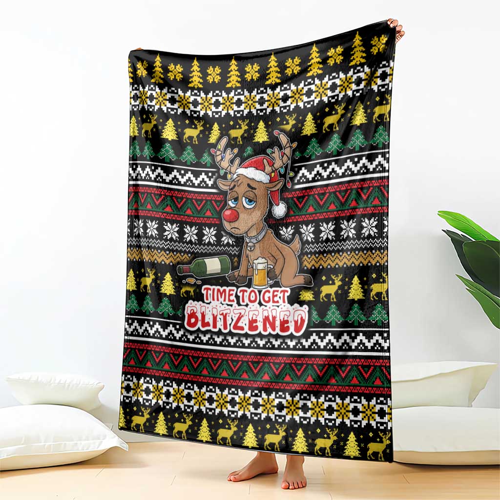 Time To Get Blitzened Christmas Blanket Xmas Holiday Patterns - Wonder Print Shop