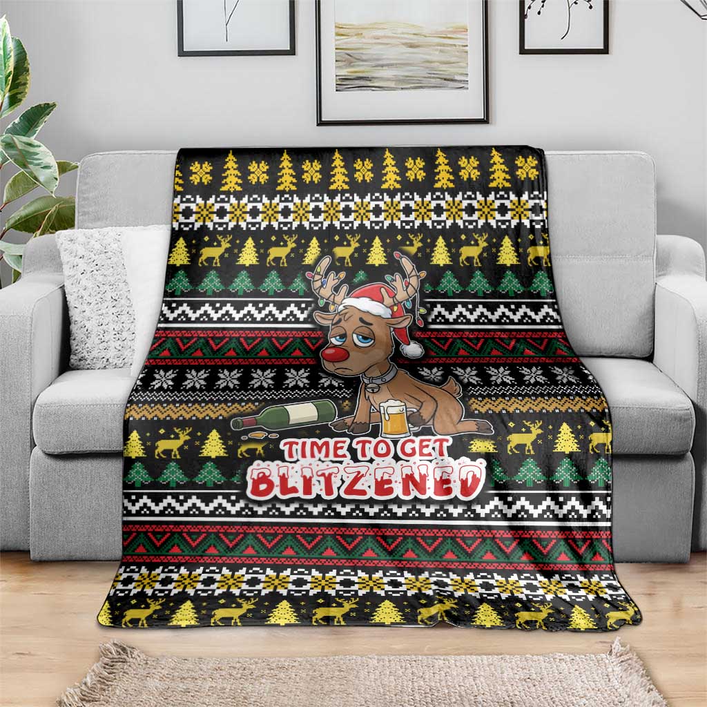 Time To Get Blitzened Christmas Blanket Xmas Holiday Patterns - Wonder Print Shop
