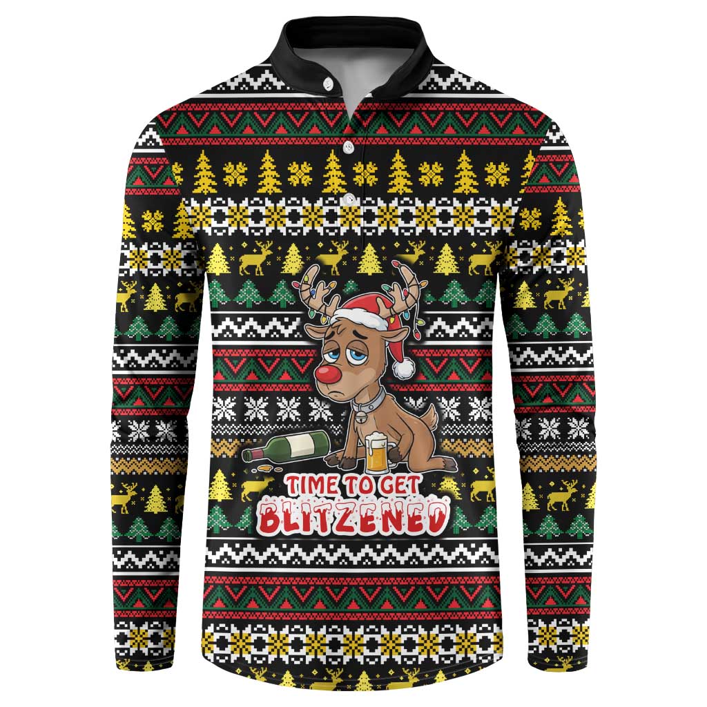 Time To Get Blitzened Christmas Button Sweatshirt Xmas Holiday Patterns - Wonder Print Shop
