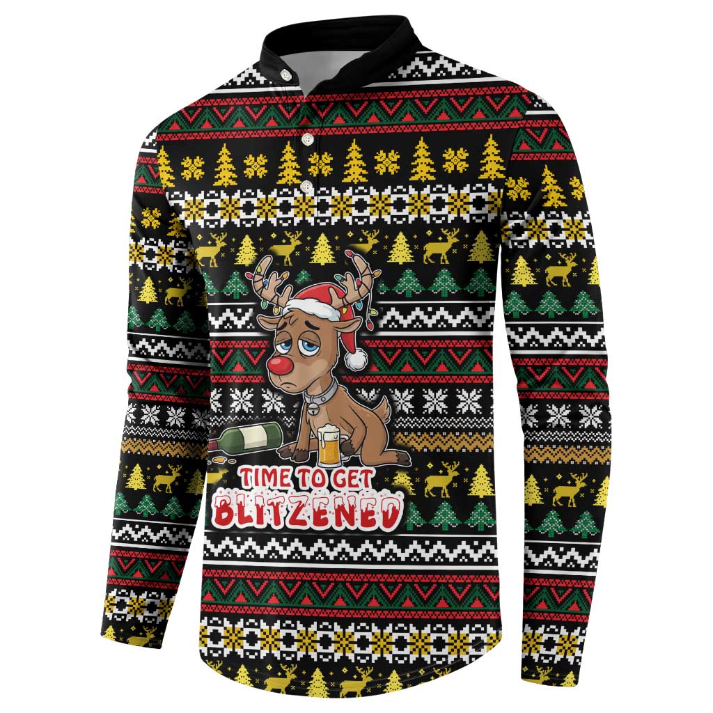 Time To Get Blitzened Christmas Button Sweatshirt Xmas Holiday Patterns - Wonder Print Shop