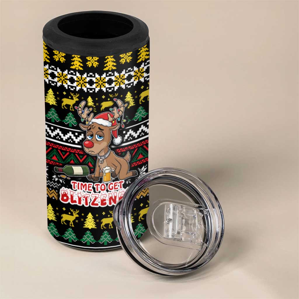 Time To Get Blitzened Christmas 4 in 1 Can Cooler Tumbler Xmas Holiday Patterns - Wonder Print Shop