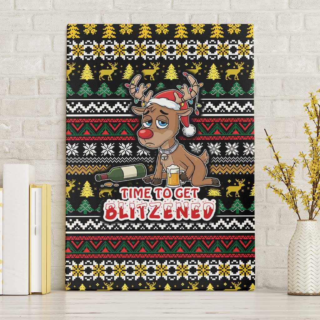 Time To Get Blitzened Christmas Canvas Wall Art Xmas Holiday Patterns - Wonder Print Shop