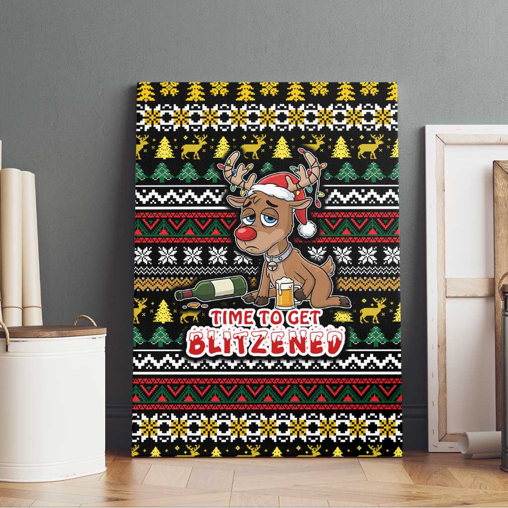 Time To Get Blitzened Christmas Canvas Wall Art Xmas Holiday Patterns - Wonder Print Shop