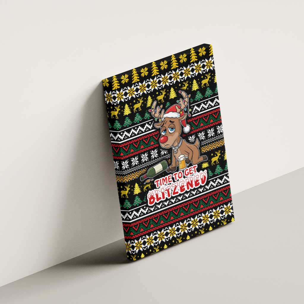 Time To Get Blitzened Christmas Canvas Wall Art Xmas Holiday Patterns - Wonder Print Shop