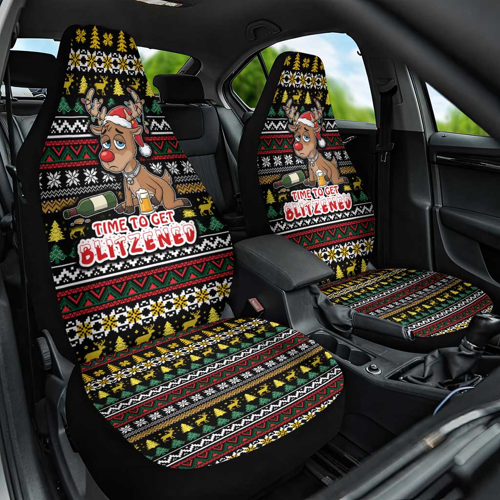 Time To Get Blitzened Christmas Car Seat Cover Xmas Holiday Patterns - Wonder Print Shop