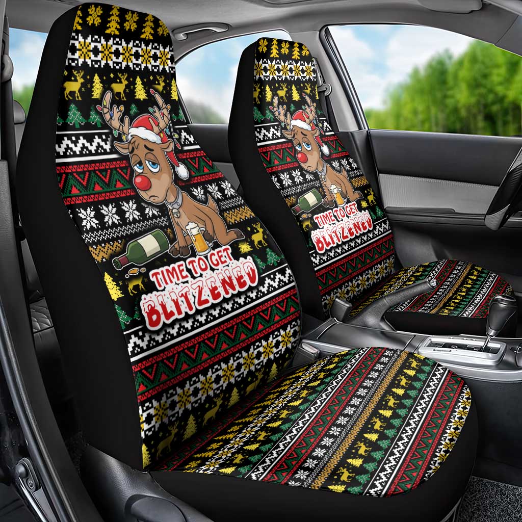Time To Get Blitzened Christmas Car Seat Cover Xmas Holiday Patterns - Wonder Print Shop
