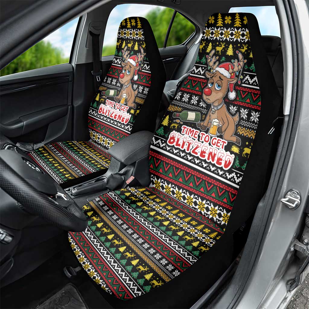 Time To Get Blitzened Christmas Car Seat Cover Xmas Holiday Patterns - Wonder Print Shop
