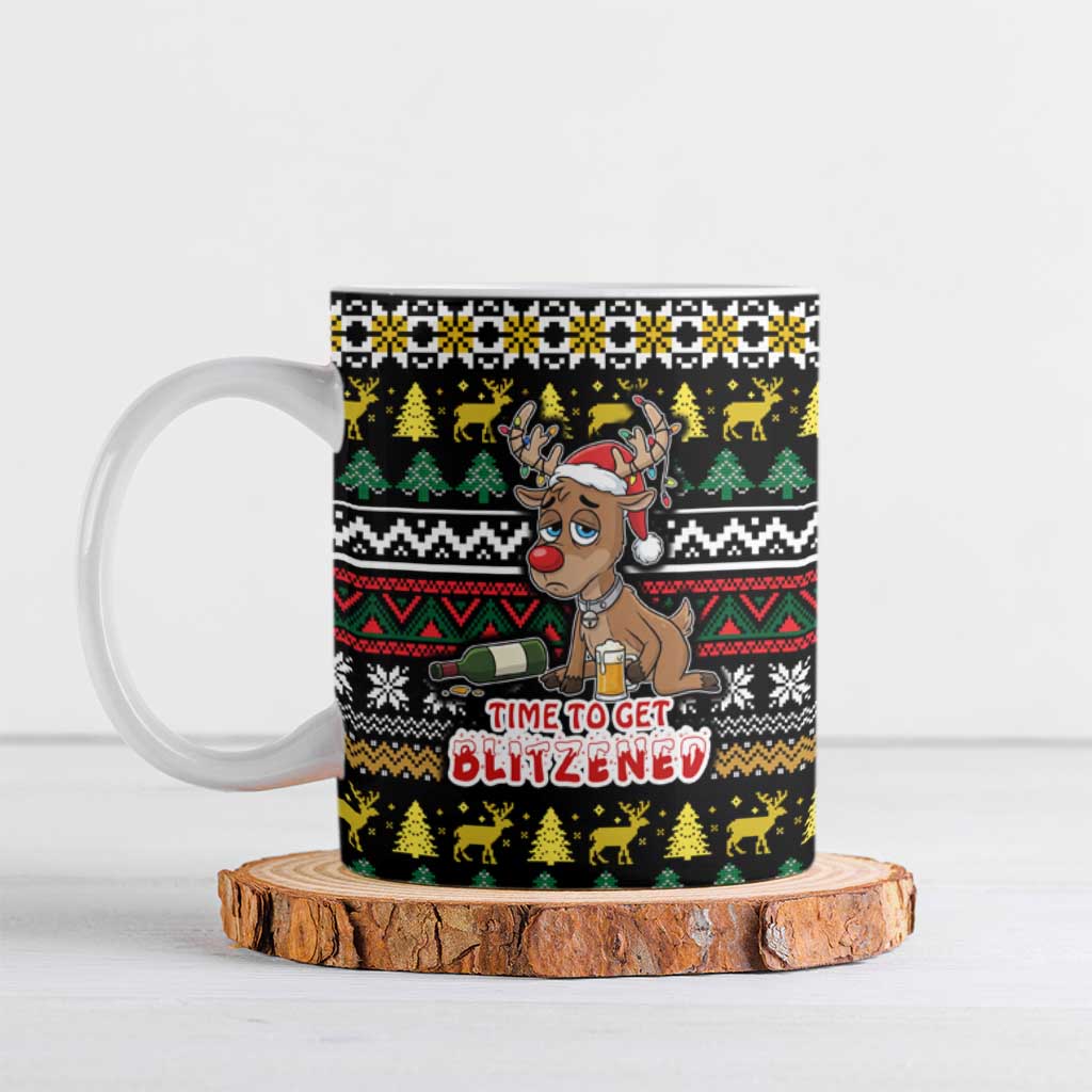 Time To Get Blitzened Christmas Ceramic Mug Xmas Holiday Patterns - Wonder Print Shop