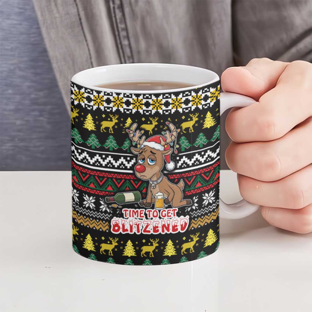 Time To Get Blitzened Christmas Ceramic Mug Xmas Holiday Patterns - Wonder Print Shop