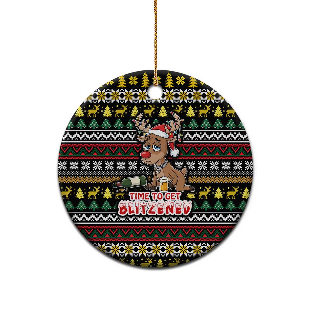Time To Get Blitzened Christmas Ceramic Ornament Xmas Holiday Patterns - Wonder Print Shop