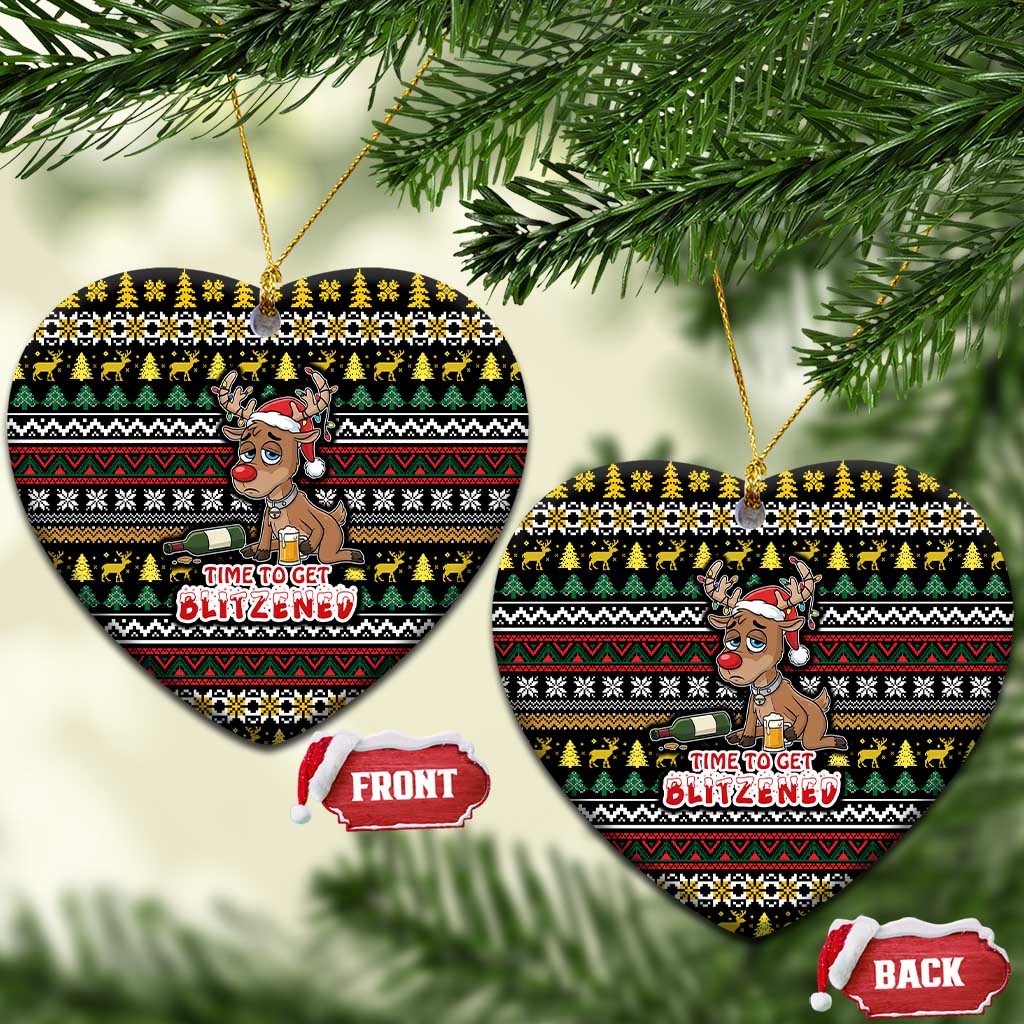 Time To Get Blitzened Christmas Ceramic Ornament Xmas Holiday Patterns - Wonder Print Shop