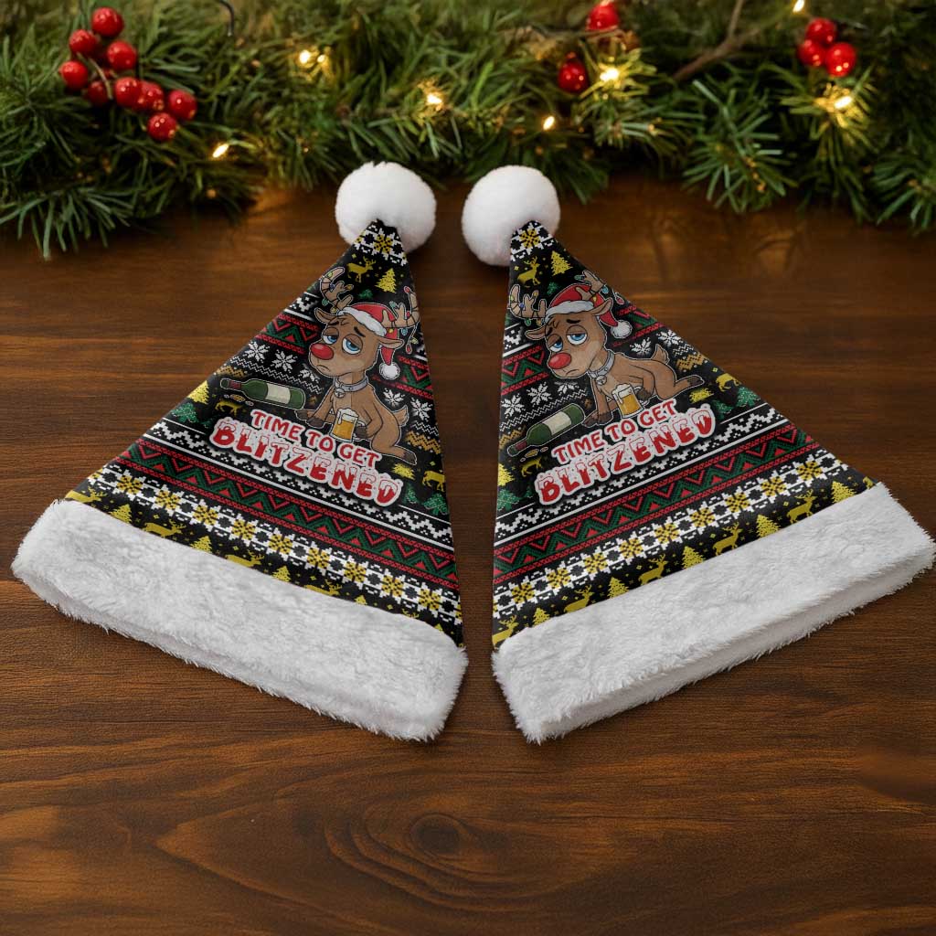 Time To Get Blitzened Christmas Santa Hat Xmas Holiday Patterns - Wonder Print Shop