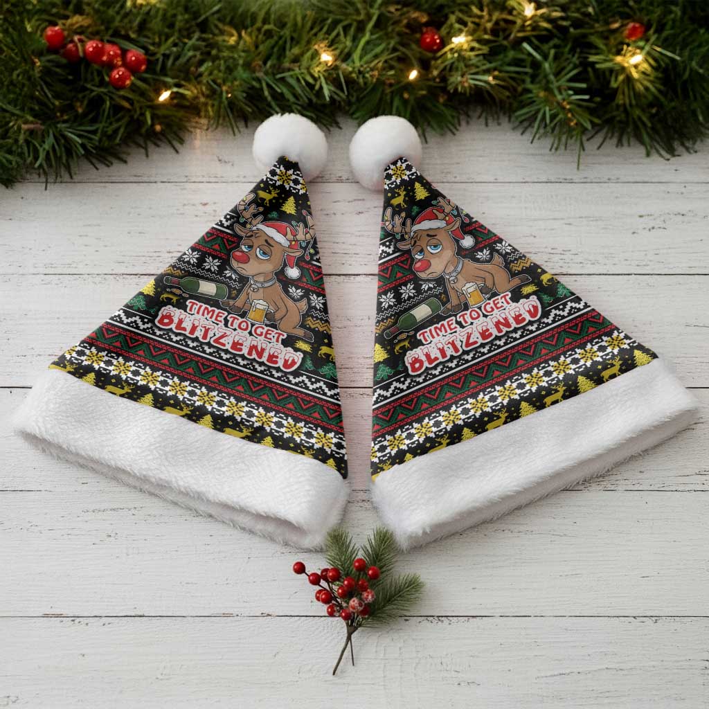 Time To Get Blitzened Christmas Santa Hat Xmas Holiday Patterns - Wonder Print Shop