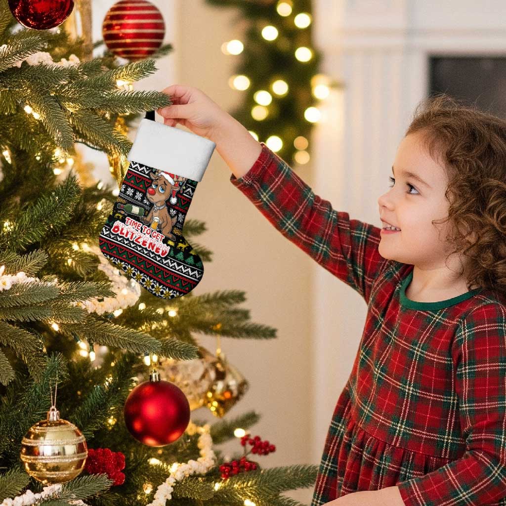 Time To Get Blitzened Christmas Stocking Xmas Holiday Patterns - Wonder Print Shop