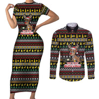 Time To Get Blitzened Christmas Couples Matching Short Sleeve Bodycon Dress and Long Sleeve Button Shirt Xmas Holiday Patterns - Wonder Print Shop