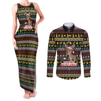 Time To Get Blitzened Christmas Couples Matching Tank Maxi Dress and Long Sleeve Button Shirt Xmas Holiday Patterns - Wonder Print Shop