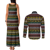 Time To Get Blitzened Christmas Couples Matching Tank Maxi Dress and Long Sleeve Button Shirt Xmas Holiday Patterns - Wonder Print Shop