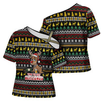 Time To Get Blitzened Christmas Cross Shoulder Shirt Xmas Holiday Patterns - Wonder Print Shop