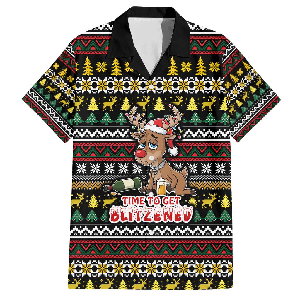 Time To Get Blitzened Christmas Family Matching Long Sleeve Bodycon Dress and Hawaiian Shirt Xmas Holiday Patterns - Wonder Print Shop