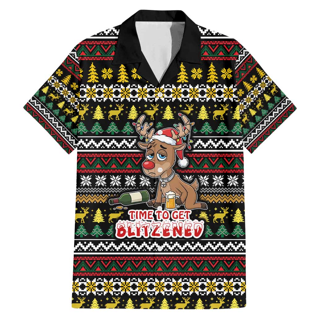 Time To Get Blitzened Christmas Family Matching Mermaid Dress and Hawaiian Shirt Xmas Holiday Patterns - Wonder Print Shop