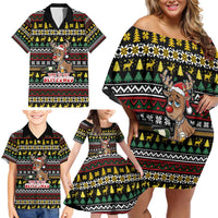 Time To Get Blitzened Christmas Family Matching Off Shoulder Short Dress and Hawaiian Shirt Xmas Holiday Patterns - Wonder Print Shop