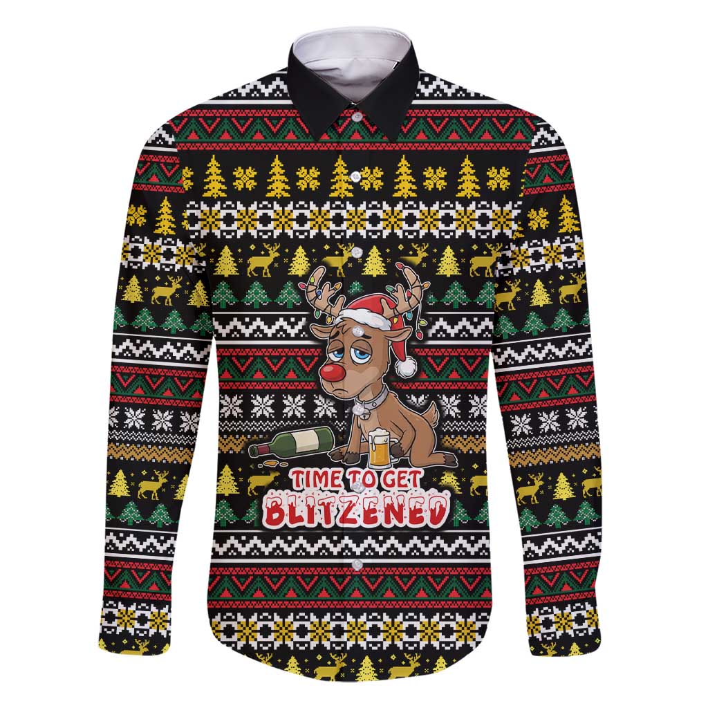 Time To Get Blitzened Christmas Family Matching Short Sleeve Bodycon Dress and Hawaiian Shirt Xmas Holiday Patterns - Wonder Print Shop