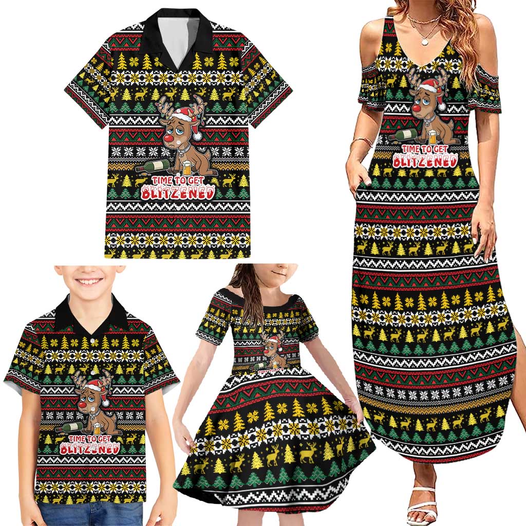 Time To Get Blitzened Christmas Family Matching Summer Maxi Dress and Hawaiian Shirt Xmas Holiday Patterns - Wonder Print Shop