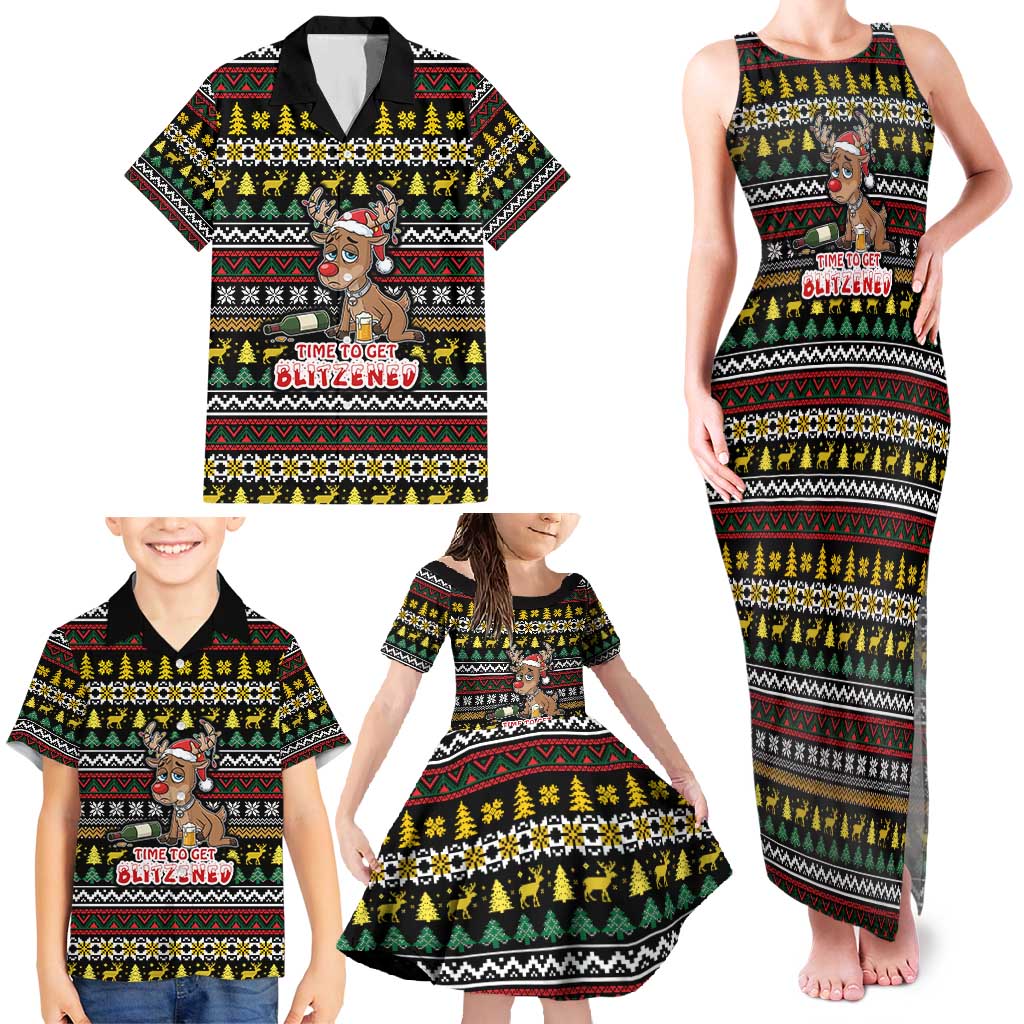 Time To Get Blitzened Christmas Family Matching Tank Maxi Dress and Hawaiian Shirt Xmas Holiday Patterns - Wonder Print Shop