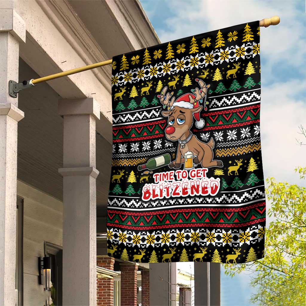 Time To Get Blitzened Christmas Garden Flag Xmas Holiday Patterns - Wonder Print Shop