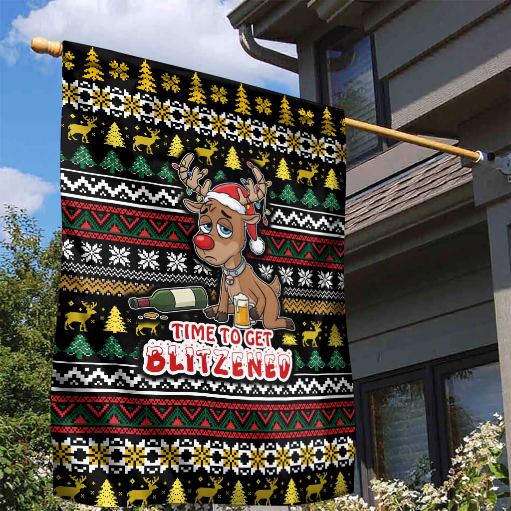 Time To Get Blitzened Christmas Garden Flag Xmas Holiday Patterns - Wonder Print Shop