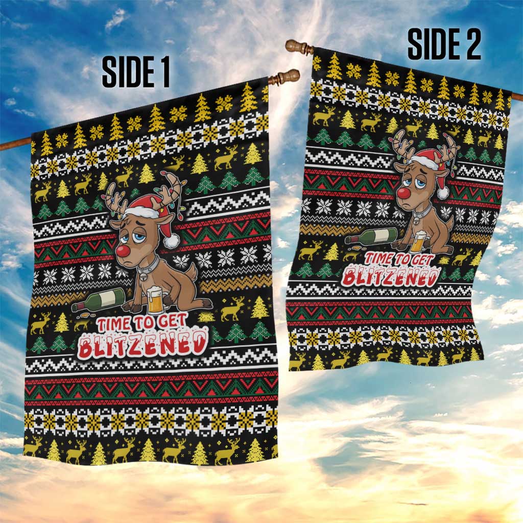 Time To Get Blitzened Christmas Garden Flag Xmas Holiday Patterns - Wonder Print Shop