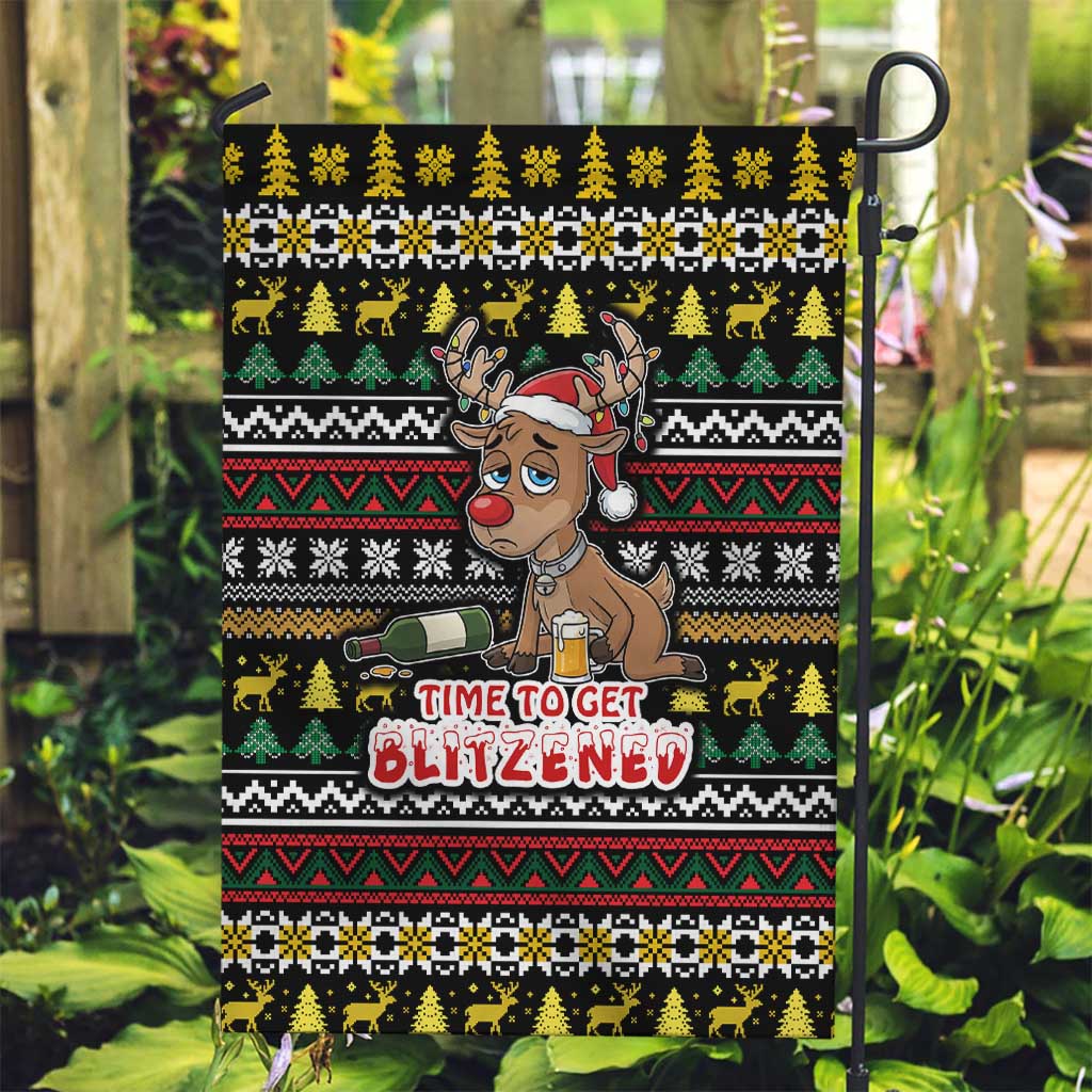 Time To Get Blitzened Christmas Garden Flag Xmas Holiday Patterns - Wonder Print Shop