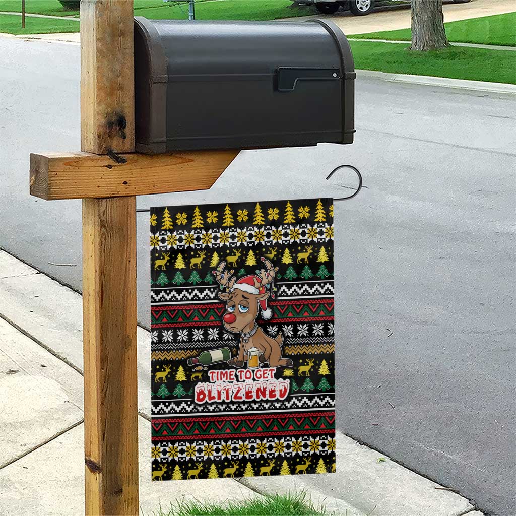 Time To Get Blitzened Christmas Garden Flag Xmas Holiday Patterns - Wonder Print Shop