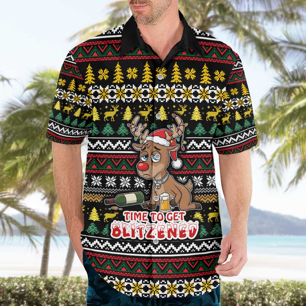 Time To Get Blitzened Christmas Hawaiian Shirt Xmas Holiday Patterns - Wonder Print Shop