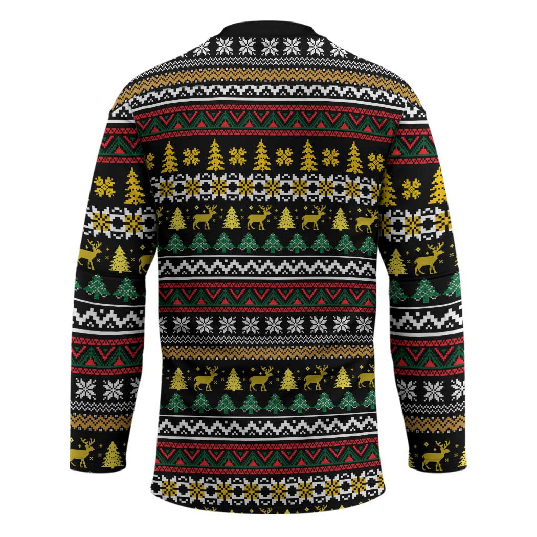 Time To Get Blitzened Christmas Hockey Jersey Xmas Holiday Patterns - Wonder Print Shop